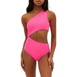 Beach Riot Celine Cutout One-Shoulder One-Piece Swimsuit Terry Size Large Pink